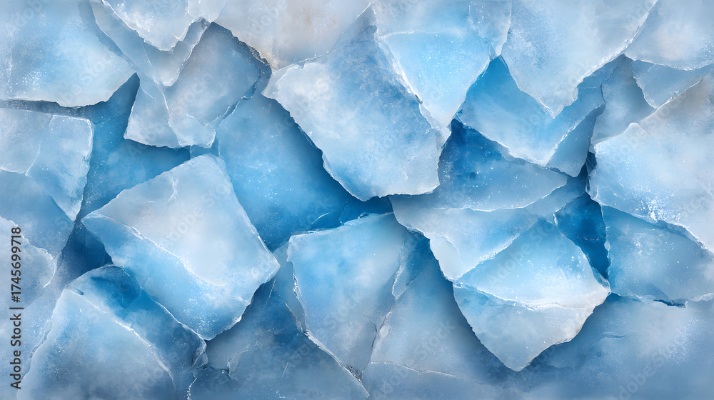 Obraz premium A textured background of blue ice shards, creating a cool and refreshing aesthetic.
