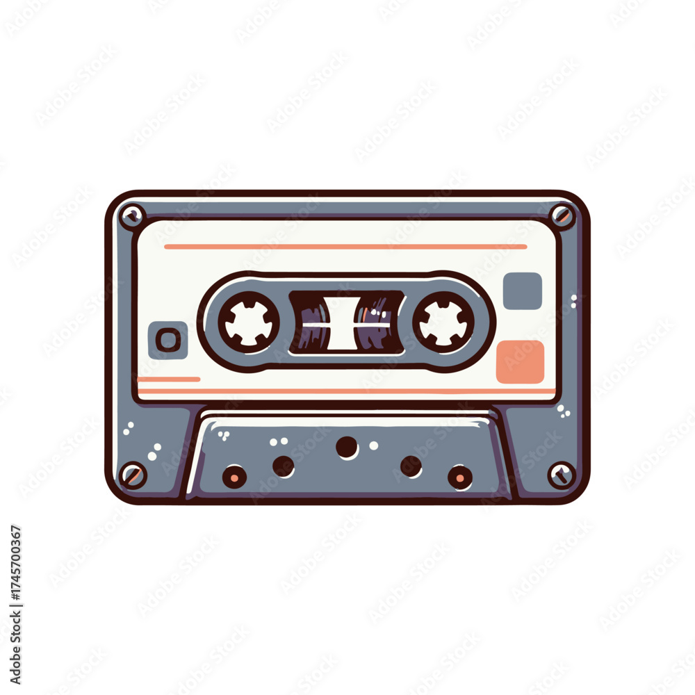 Fototapeta premium Vintage cassette tape on a wooden surface, evoking nostalgia with a cozy background atmosphere