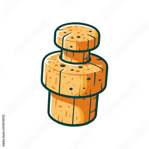 Wooden cork stopper with a rounded top, illustrated on a white background, suitable for craft use
