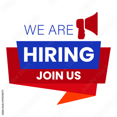 We are hiring join us megaphone announcement recruitment opportunity business advertisement