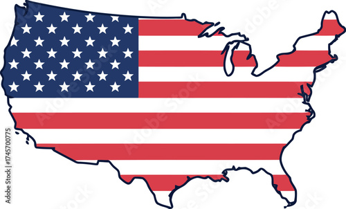American flag usa map silhouette patriotic concept vector