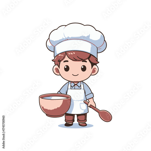Young chef happily preparing a meal in a bright kitchen, with ingredients and utensils around