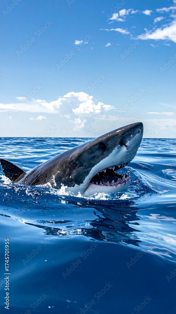 Fototapeta premium Great white shark in ocean (1)