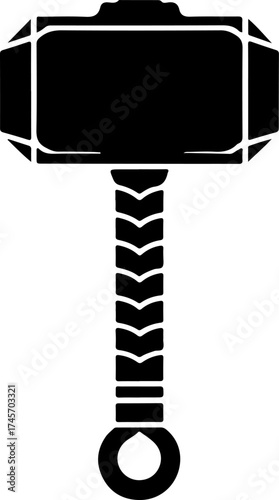 thor hammer silhouette vector illustration