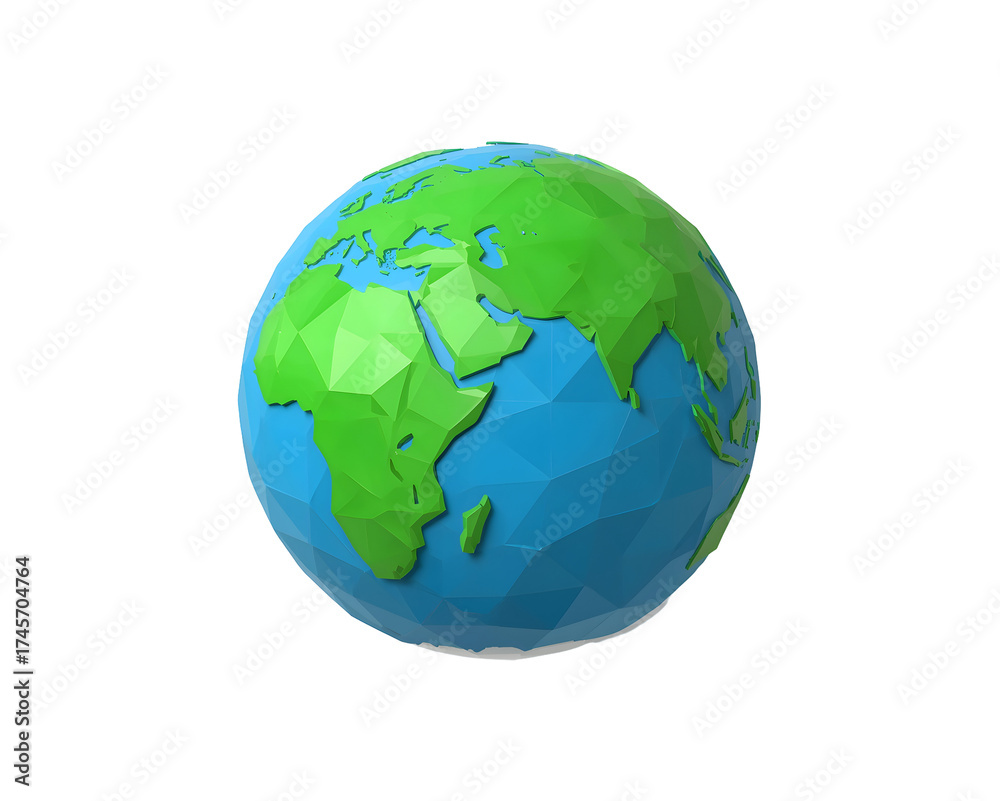 Fototapeta premium Low Polygon Earth Globe, a Visual Representation of Our Planet for Graphic Design
