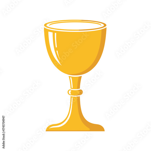Golden chalice cup icon with shiny design on transparent background