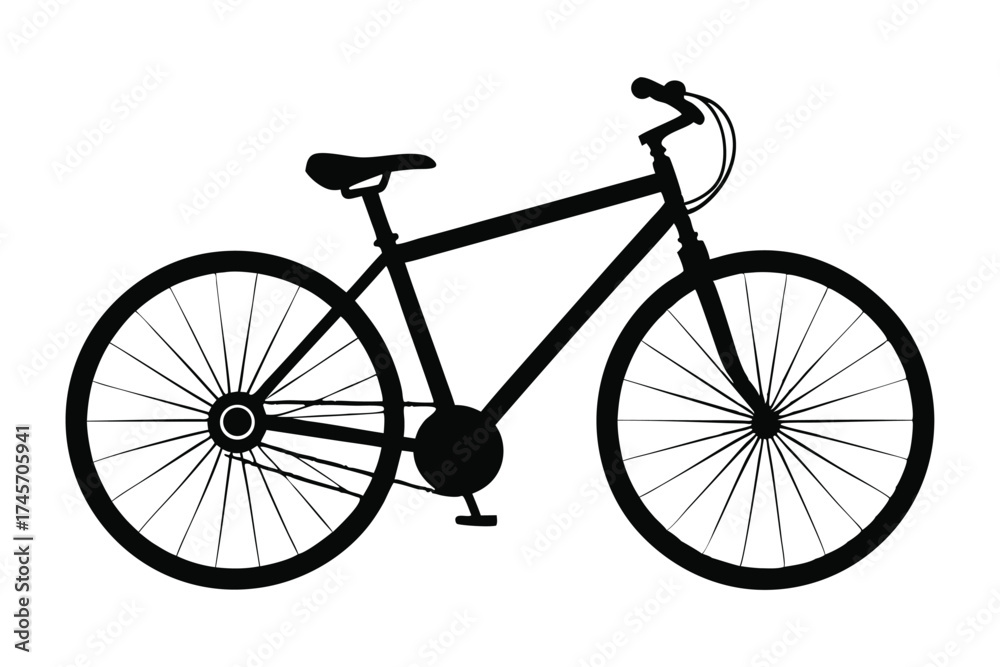 Obraz premium Black Bicycle Silhouette Vector Illustration, Sport, Transportation, and Recreation Concept Image