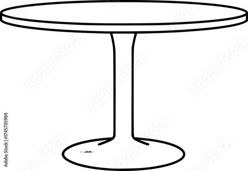 round table, simple design, single pedestal, black and white