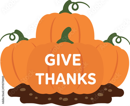 Autumn harvest pumpkins give thanks thanksgiving celebration vector