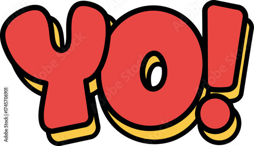 Retro yo word pop art speech bubble fun greeting vector
