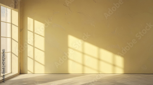 Clean elegant home with sunlight and soft yellow walls