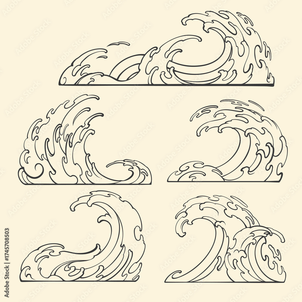 Obraz premium Japanese wave vector art