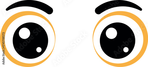 Cute cartoon eyes smiling friendly looking up vector