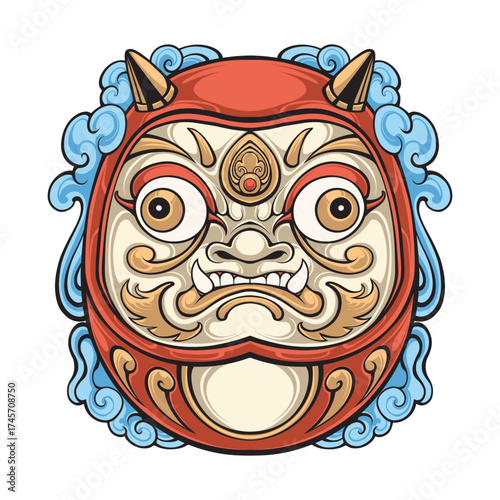 Japanese daruma mask vector art
