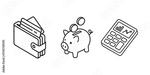 Piggy bank wallet and engineering calculator