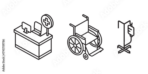 Wheelchair and hospital reception area