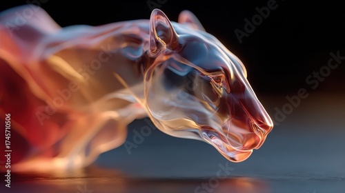 A beautifully crafted animal figure emerges from smooth, colorful textures, blending transparency and vivid hues in a seamless artistic flow that captivates the viewer's imagination.