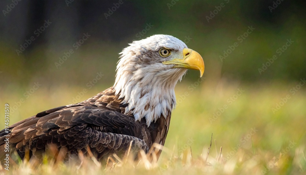 Obraz premium Majestic Bald Eagle in Natural Habitat Close-up Portrait.