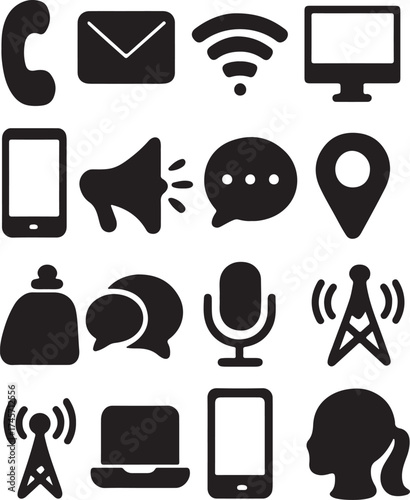 communication icons set, Communication icons collection. Containing discussion,