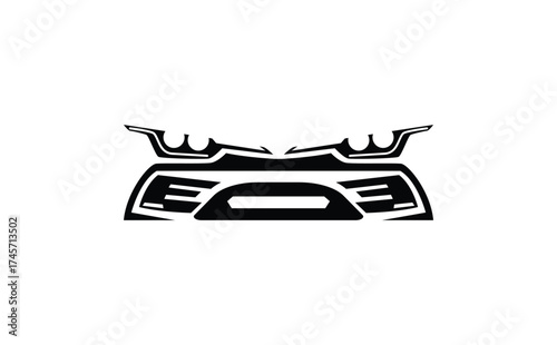 Racing sports car front view aggressive modern design
