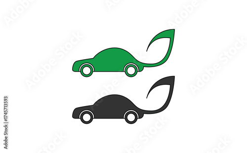 Green car logo concept. Electric vehicles  sustainability eco transportation