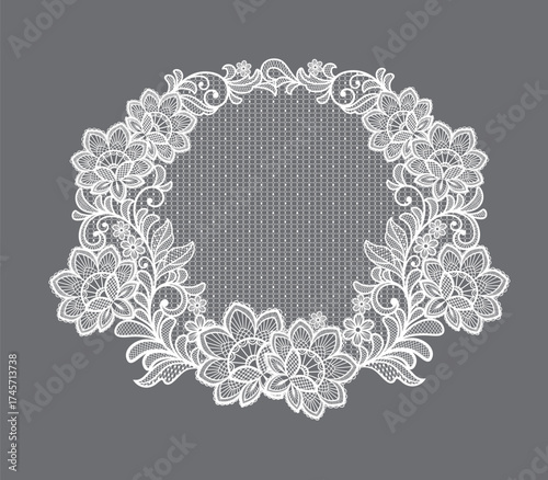 lace flowers decoration element. lace vector floral frame