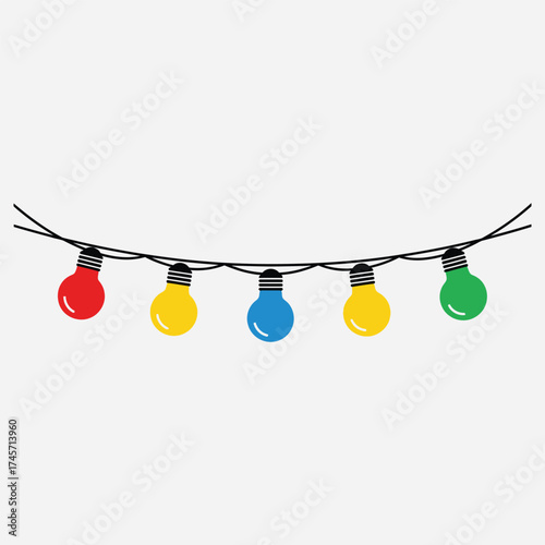 A string of colorful festive lights, perfect for adding a cheerful ambiance to any celebration or holiday decoration