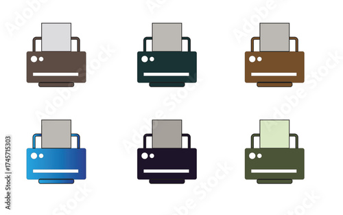 Office Printer Icon Set – Printing, Copying, and Technology Devices