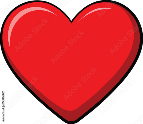  glossy red heart icon casting shadow on white bac.eps