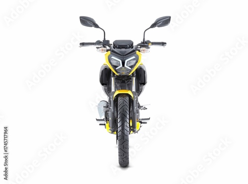 Yellow indian bike isolated on white background
