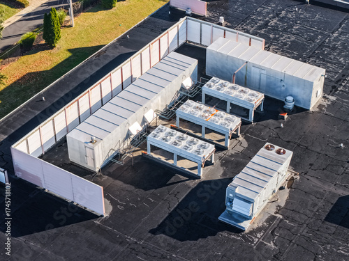 Industrial ventilation on a commercial rooftop
