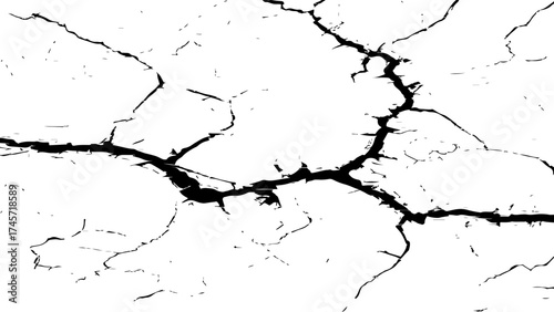Dry Terrain Ground Crack Texture with Old Concrete Wall Pattern, Vintage Distressed Scribble Effect, Grunge Abstract Broken Surface Vector Background