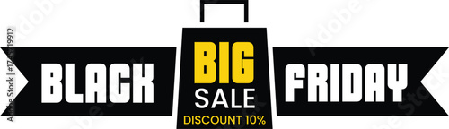 Black friday big sale discount 10 off isolated on white background