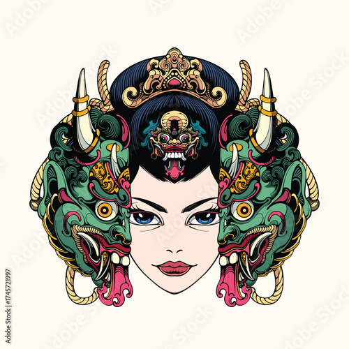 Japanese Traditional Mask vector illustration