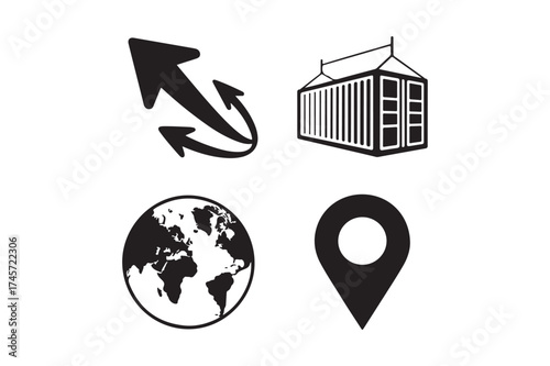 Global shipping and logistics icons for supply chain management