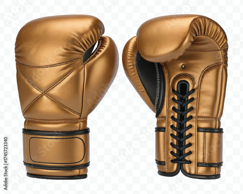 realistic 3d boxing gloves front and back with black view in different color style isolated on transparent background