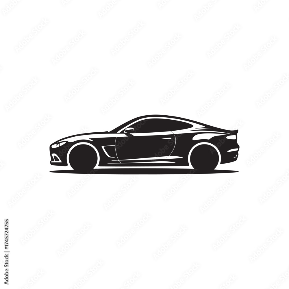Fototapeta premium Black Car Side View Silhouette Vector Illustration