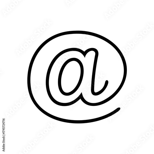 A Black and White Line Art Illustration of the At Symbol for Email Address