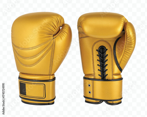 realistic 3d boxing gloves front and back with black view in different color style isolated on transparent background