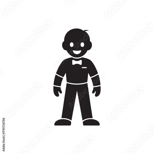 Halloween ghost cartoon character Smiling Boy Silhouette in Formal Outfit with Bow Tie