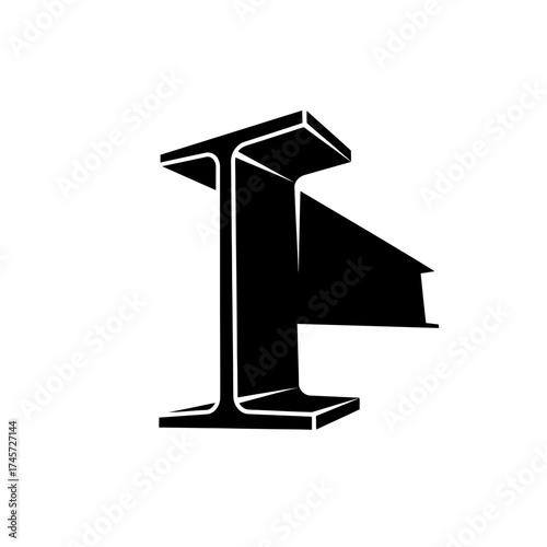 Steel I Beam Structural Construction Metal Profile Engineering Vector Illustration