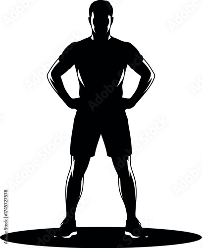 Black silhouette of athletic man trainer
