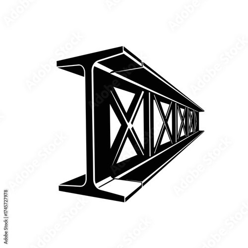 Steel I Beam Structural Construction Metal Profile Engineering Vector Illustration