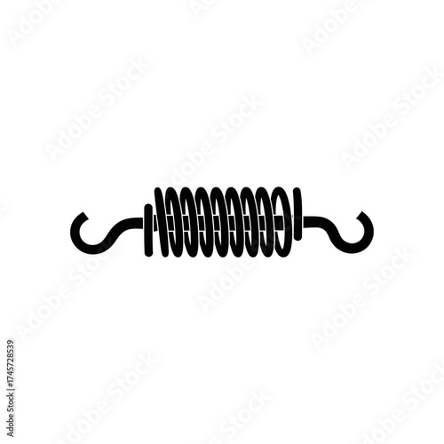 Metal Coil Spring with Hooks Tension Extension Mechanical Component Vector Illustration