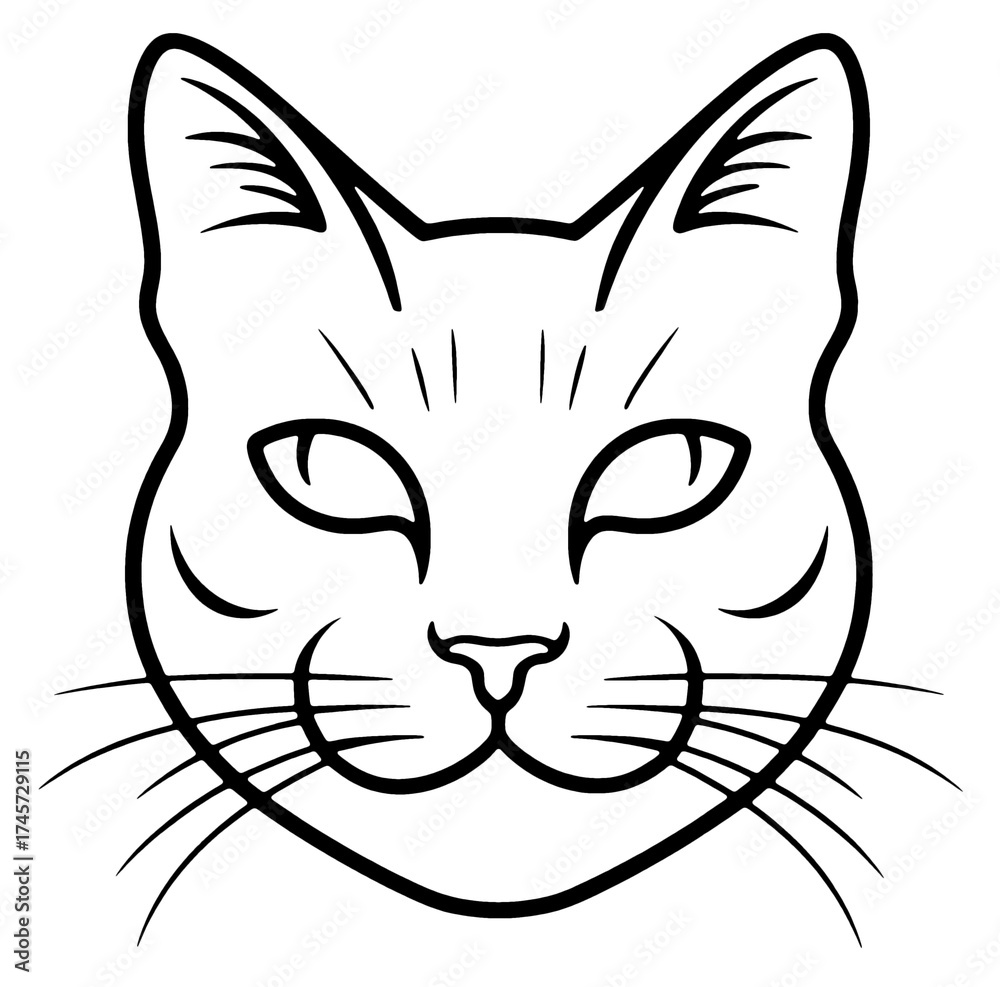 Obraz premium Outline Cat Head Face Logo Transparent Image