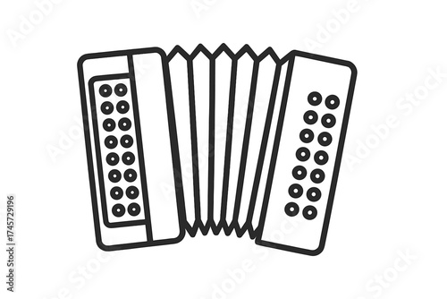 Classical bayan, accordion, harmonic outline icon. Russian folk musical instrument symbol. Vector illustration for concert, festival, or melody entertainment concept.