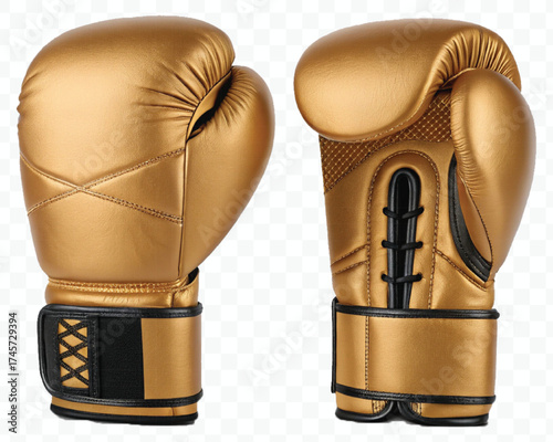 realistic 3d boxing gloves front and back with black view in different color style isolated on transparent background