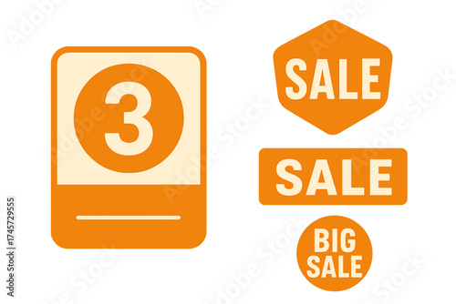 3 days to go countdown. Sale badge collection. Promo sticker set for landing page, banner. Vector illustration discount tag. Special offer marketing element. Final clearance.