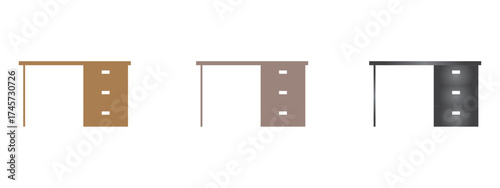 Office Desk and Table Icon Set – Workspace and Furniture
