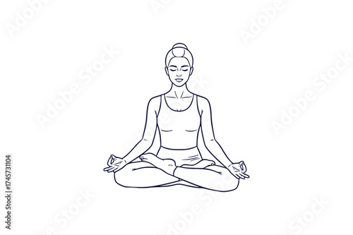 Serene Woman in Lotus Position An Illustration of Mindfulness and Meditation for Inner Peace and Well Being